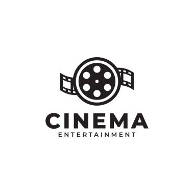 Sinema Film Simgesi. Film makarası şeritleri, film şeritleri. Sinema video stüdyosu yapım logosu tasarım şablonu ögesi