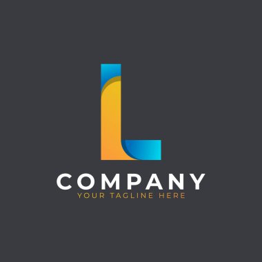 Yaratıcı Baş harf L logo tasarımı. Sarı ve Mavi Geometrik Ok Şekli. İş ve Marka Logoları için kullanılabilir. Düz Vektör Logo Tasarım Fikir Şablonu Elemanı. Eps10 Vektörü
