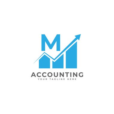 Başlangıç Harfi M Grafik Çubuğu Finans Logosu Tasarım İlhamı