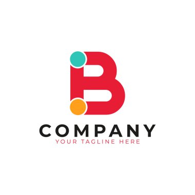 Yaratıcı Soyut Baş harf B logosu. Noktalı renkli yuvarlak çizgi. İş ve Marka Logoları için kullanılabilir. Düz Vektör Logo Tasarım Fikir Şablonu Elemanı. Eps10 Vektörü