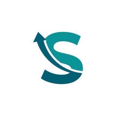 S harfi ok yukarı logo sembolü. Şirket, Seyahat, Başlama, Lojistik ve Grafik Logoları İçin İyi