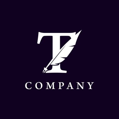 Tüylü Tüylü Kalem Noteri Yazar Gazeteci Logo Tasarımı İlham Veren T Mektubu
