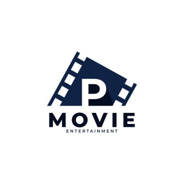 Film logosu. P harfli Logo Tasarım Şablonu Elemanı. Eps10 Vektörü