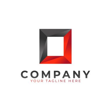 Yaratıcı İlk Harf O Logo Tasarımı. Siyah ve Kırmızı Geometrik Ok Şekli Düşük Polyester Biçimli. İş ve Marka Logoları için kullanılabilir. Düz Vektör Logo Tasarım Fikir Şablonu Elemanı. Eps10 Vektörü