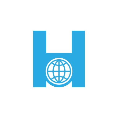 H Globe Logo Şablon Elementi 'nin ilk harfi. Vektör Eps10