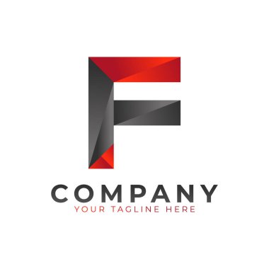 Yaratıcı Baş Harf F Logosu Tasarımı. Siyah ve Kırmızı Geometrik Ok Şekli Düşük Polyester Biçimli. İş ve Marka Logoları için kullanılabilir. Düz Vektör Logo Tasarım Fikir Şablonu Elemanı. Eps10 Vektörü
