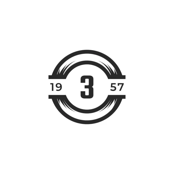 复古标志3号标志设计模板元件 适用于身份识别 咖啡店 酒店病媒 — 图库矢量图片