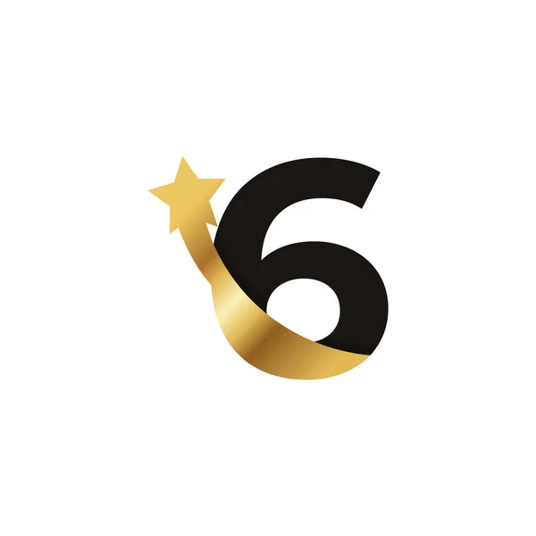 Száma Golden Star Logó Ikon Szimbólum Sablon Elem — Stock Vector