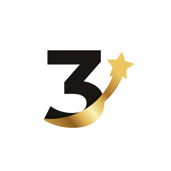 Nummer Gyllene Stjärnan Logotyp Ikonsymbol Mall Element — Stock vektor