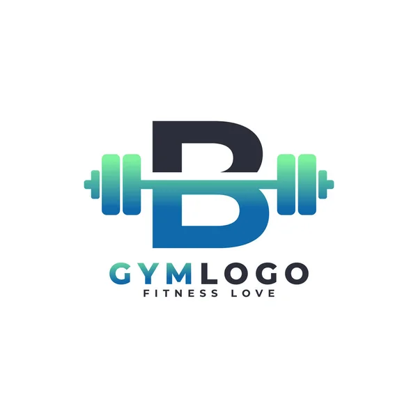 Carta Logo Com Barbell Fitness Gym Logo Design Logotipo Vetor — Vetor de Stock