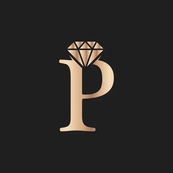 Letra Oro Lujo Con Símbolo Diamante Diseño Logo Diamante Premium — Vector de stock