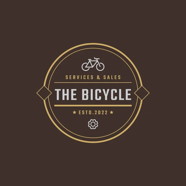 Emblema Retro Vintage Emblema Logotipo Bicicleta Logo Design Estilo Linear — Vetor de Stock