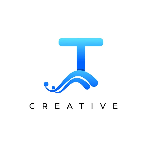Logotipo Inicial Letra Corporação Com Cor Líquida Criativa Gradiente Swoosh —  Vetores de Stock