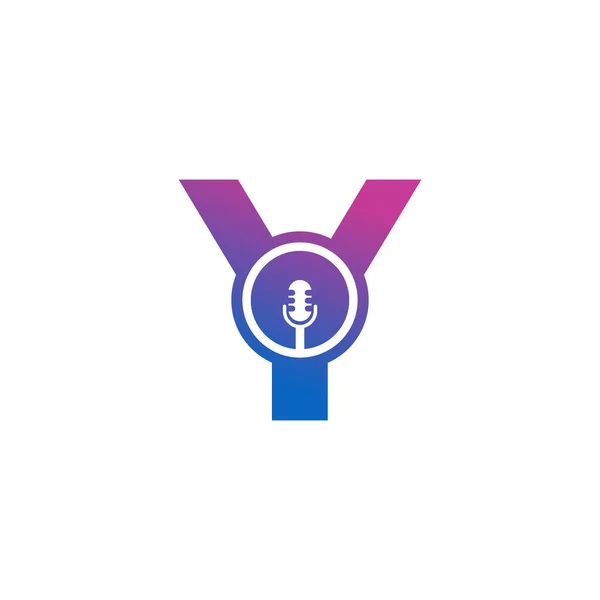 Písmeno Podcast Record Logo Abeceda Obrázkem Ikon Mikrofonu — Stockový vektor