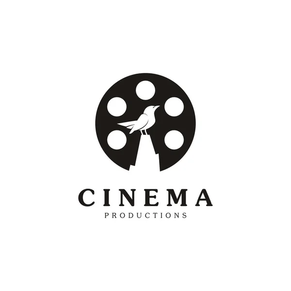 Creative Movie Maker Icon Kombination Niedlicher Vogel Mit Filmgeräten Symbol — Stockvektor