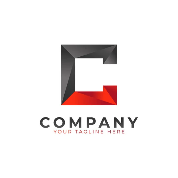 Letra Inicial Criativa Logo Design Preto Vermelho Forma Seta Geométrica — Vetor de Stock