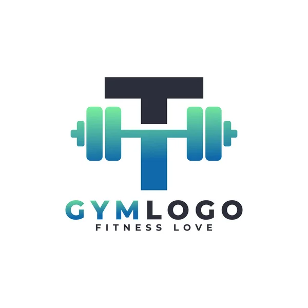 Buchstabe Logo Mit Langhantel Fitness Gym Logo Lifting Vector Logo — Stockvektor