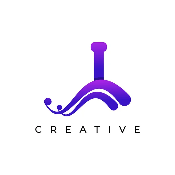 Logo Initial Lettre Société Avec Couleur Créative Dégradé Liquide Swoosh — Image vectorielle
