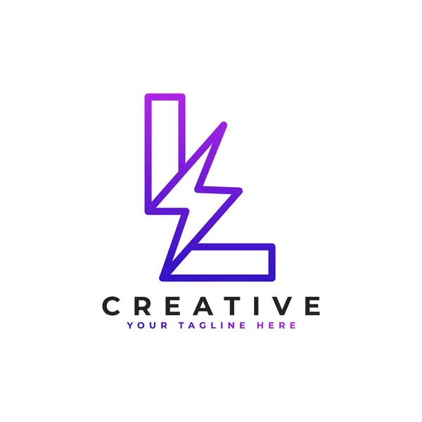 Logotipo Inicial Letra Com Parafuso Trovão Iluminação Estilo Linear Alfabeto — Vetor de Stock