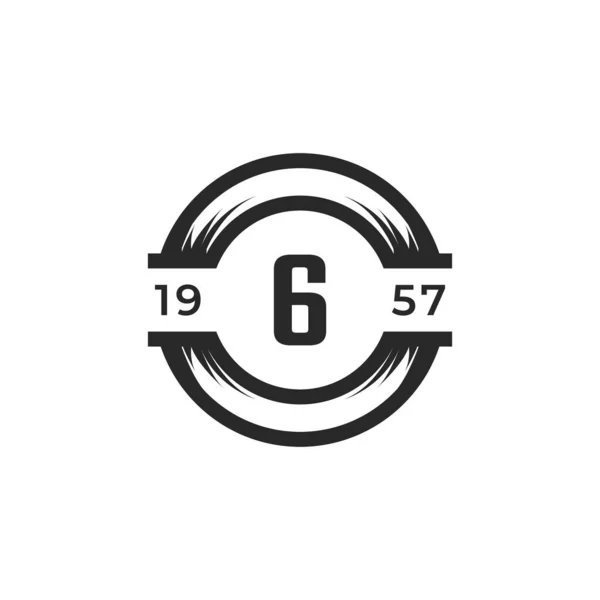 年份标志6号标志模板元素的设计 适用于身份识别 咖啡店 酒店病媒 — 图库矢量图片
