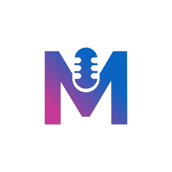 Brief Podcast Record Logo Alfabet Met Microfoon Icon Vector Illustratie — Stockvector