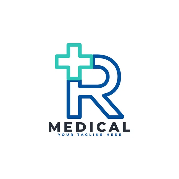 R harfi çarpı logo. Doğrusal stil. İş, Bilim, Sağlık, Tıp, Hastane ve Doğa Logoları İçin Kullanılabilir.