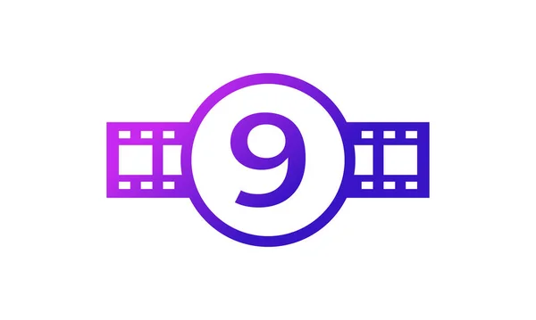 Number Circle Reel Stripes Filmstrip Film Movie Cinema Production Studio — Stockový vektor