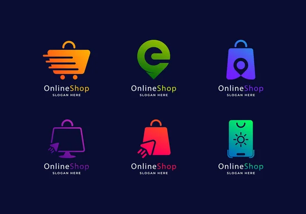 Gradiente Commerce Online Shop Logo Collection — Vettoriale Stock