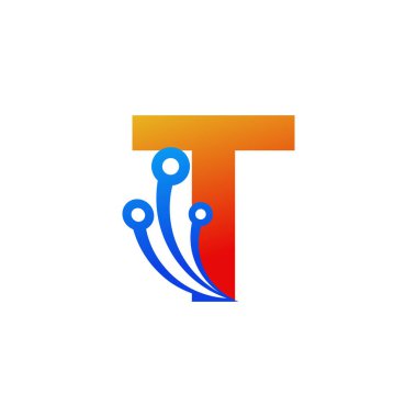 İlk Harf T Teknoloji Logo Tasarım Şablonu Elemanı
