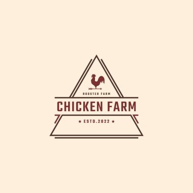 Antika Retro Rozet Amblemi Rooster Red Horoz Logosu. Tarım Lokantası Tarım ve diğer işletmeler için harika