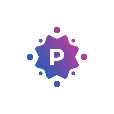 Noktalı ve Noktalı Akıllı ve Yaratıcı Harf P Logo Tasarım Şablonu. Geometrik Nokta Çemberi Bilim Tıp İşareti. Evrensel Enerji Teknolojisi Gezegeni Atom Vektörü Simgesi Elementi