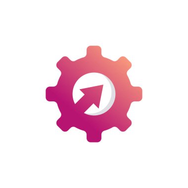 Teknoloji Kavramı Simgesi. Cogwheel ve Arrow Sembolü kaldırdı. Logo Tasarım Şablonu Elementini Güncelle