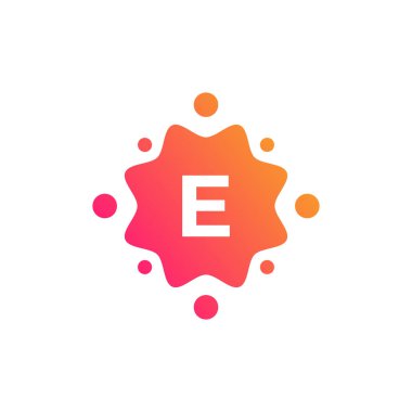 Noktalı ve Noktalı Akıllı ve Yaratıcı E Harfi Logo Tasarım Şablonu. Geometrik Nokta Çemberi Bilim Tıp İşareti. Evrensel Enerji Teknolojisi Gezegeni Atom Vektörü Simgesi Elementi