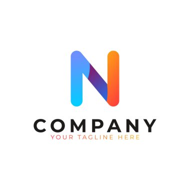 N harfi logo sıvısı. Modern Akış Dalgaları Logosuyla Renkli Hareket ŞekliName İş ve Marka Logoları için kullanılabilir. Düz Vektör Logo Tasarım Fikir Şablonu Elemanı. Eps10 Vektörü