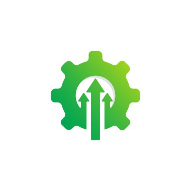 Teknoloji Kavramı Simgesi. Cogwheel ve Arrow Sembolü kaldırdı. Logo Tasarım Şablonu Elementini Güncelle