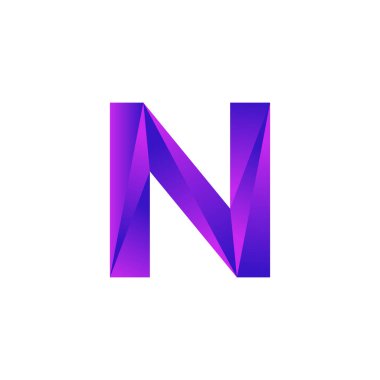 İlk harf N Low Poly Kaplama Logo Tasarım Şablonu. Vektör EPS 10