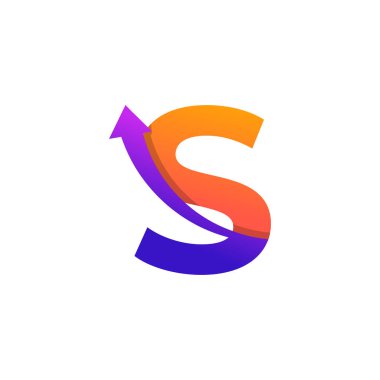 S harfi ok yukarı logo sembolü. Şirket, Seyahat, Başlama, Lojistik ve Grafik Logoları İçin İyi