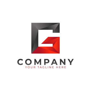 Yaratıcı Baş Harf G Logo Tasarımı. Siyah ve Kırmızı Geometrik Ok Şekli Düşük Polyester Biçimli. İş ve Marka Logoları için kullanılabilir. Düz Vektör Logo Tasarım Fikir Şablonu Elemanı. Eps10 Vektörü