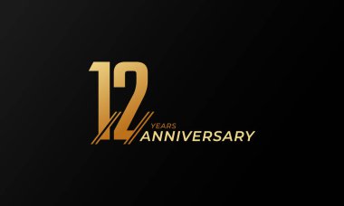 12. Yıldönümü Kutlama Vektörü. Mutlu Yıldönümleri Kutlama Şablon Tasarımını Kutluyor