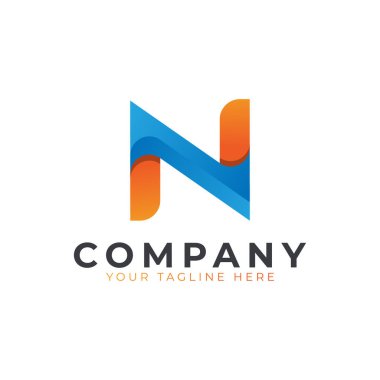 Yaratıcı Harf N Logosu Tasarımı. Sarı ve Mavi Geometrik Ok Origami Stili. İş ve Marka Logoları için kullanılabilir. Düz Vektör Logo Tasarım Fikir Şablonu Elemanı. Eps10 Vektörü