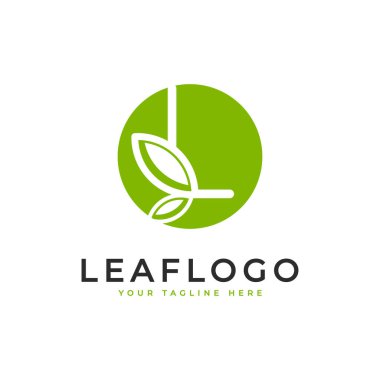 Yaratıcı Baş harf L logosu. Yeşil Yaprak Sembolüne Bağlı Çember Şekil Doğrusal Biçim. İş, Sağlık, Doğa ve Çiftlik Logoları için kullanılabilir. Düz Vektör Logo Tasarım Fikir Şablonu Elemanı. Bölüm 10