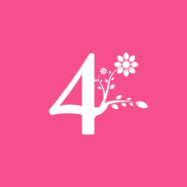 4 Numaralı Bağlı Süslü Logogram Çiçeği. İş ve Doğa Logoları İçin Kullanılabilir.