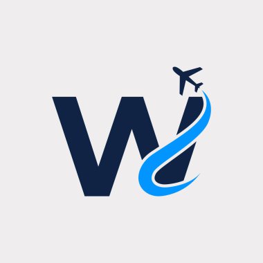 Yaratıcı İlk Harf W Hava Seyahat Logosu Tasarım Şablonu. Eps10 Vektörü