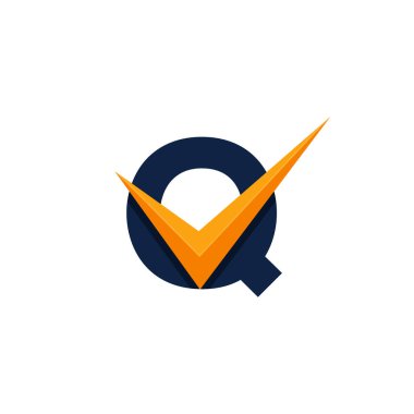 Onaylanmış Logo. Baş harf Q Kontrol Logo Tasarım Şablonu. Eps10 Vektörü