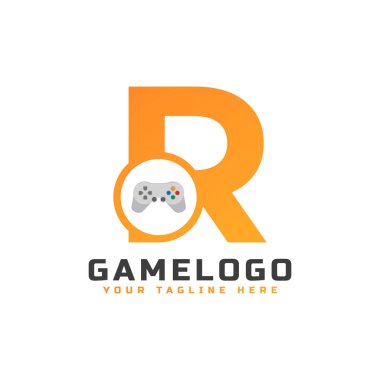 Oyun Konsolu Simgesi ve Oyun Logosu Konsepti Pixel ile ilk harf R. İş, Teknoloji ve Oyun Başlatma Uygulaması Logoları İçin Kullanılabilir.