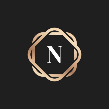 Desen Vektör Elementi ile İlk Harf N Logo Simgesi