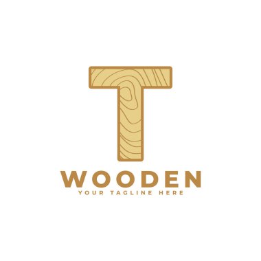 Tahta Doku Logosu olan T harfi. İş, Mimarlık, Gayrimenkul, İnşaat ve İnşaat Logoları İçin Kullanılabilir