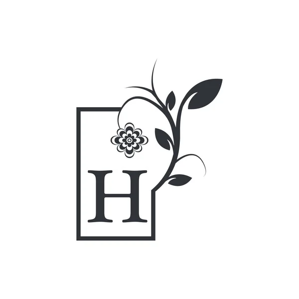 Elegant Luxury Logo Square Frame Badge Blommor Med Blommor Blad — Stock vektor