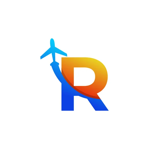 Letra Inicial Viajes Con Avión Diseño Logo Elemento Plantilla — Vector de stock