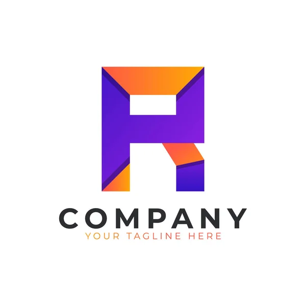 Creative Initial Letter Logo Modern Elegant Purple Orange Geometric Shape — Stock Vector